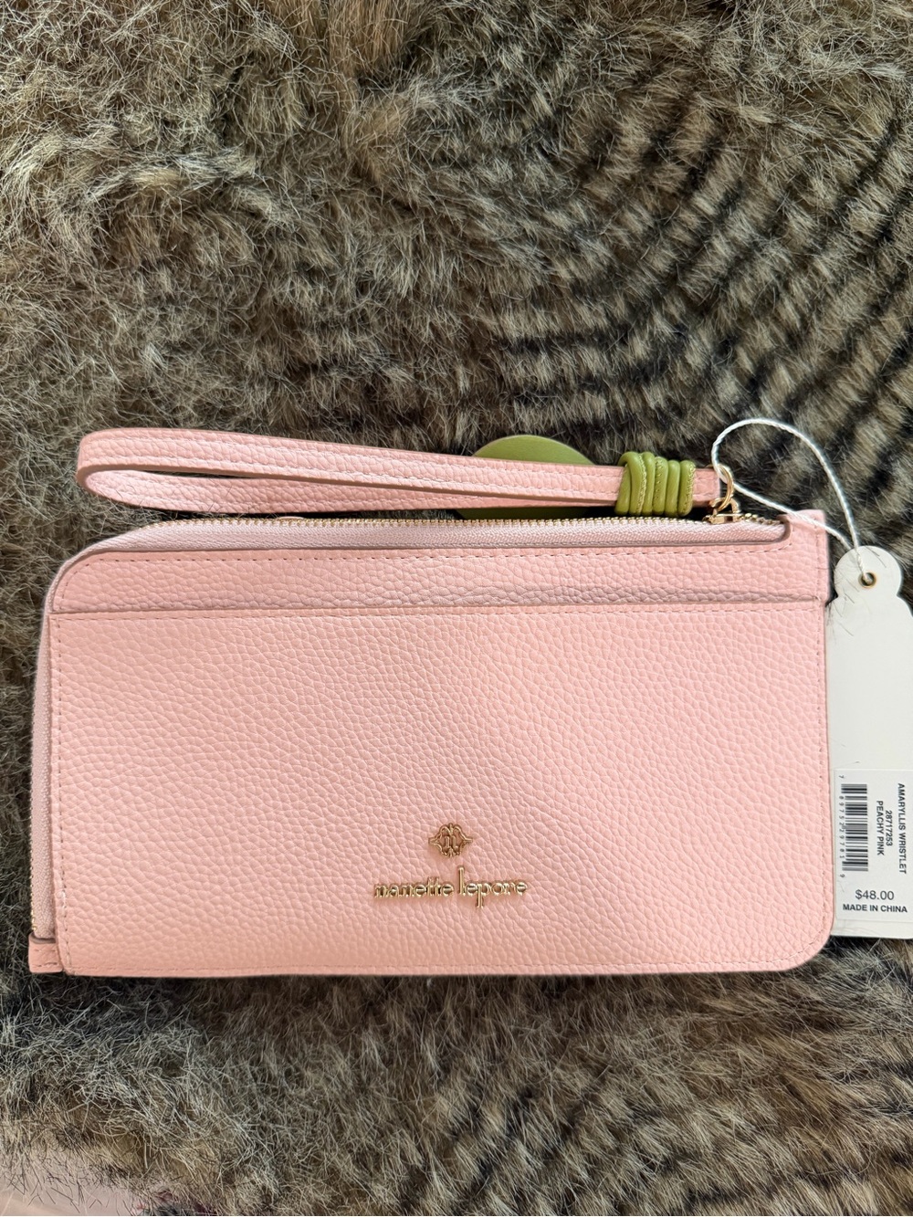 Nanette Lepore Peachy Pink 3D Floral Leather Wristlet NWT - Picture 2 of 6
